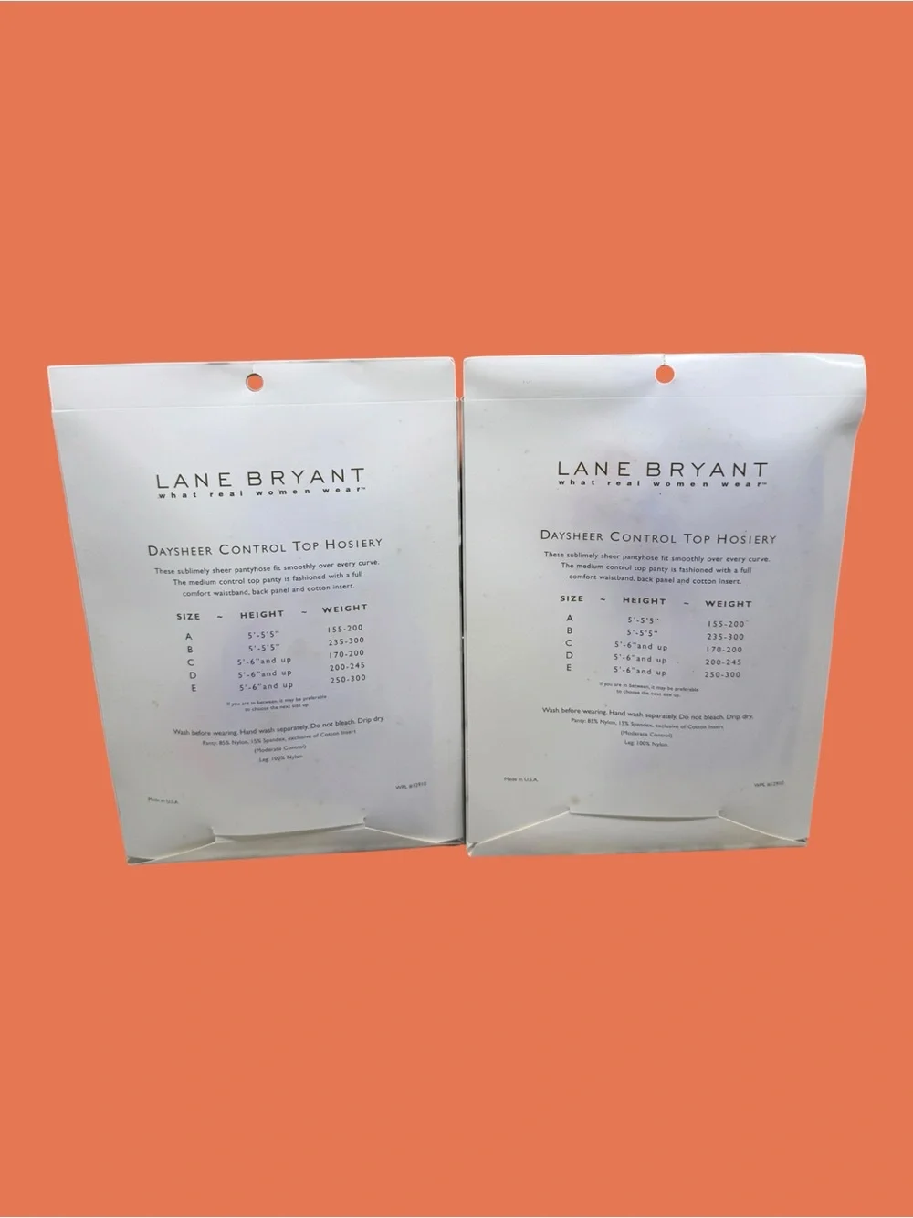 2pr Vintage Lane Bryant Daysheer  Control Top Pantyhose Taupe Size E Faded
